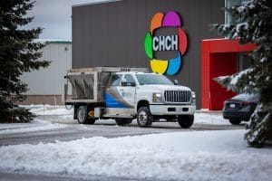 Creative Concepts Commercial snow removal services, truck spreading salt