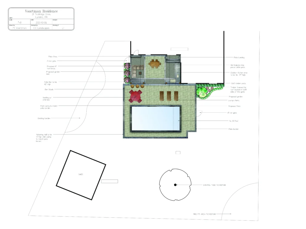 Creative Concepts Landscapes plan drawing of a project in Burlington Ontario