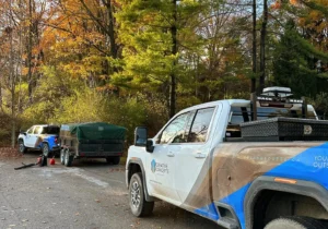 Creative Concepts Landscapes cleaning up a property in Oakville Ontario