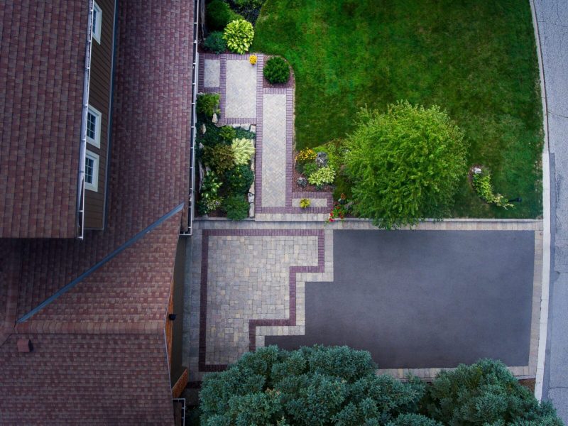 Front yard entrance walkway landscaping project in Ancaster Ontario