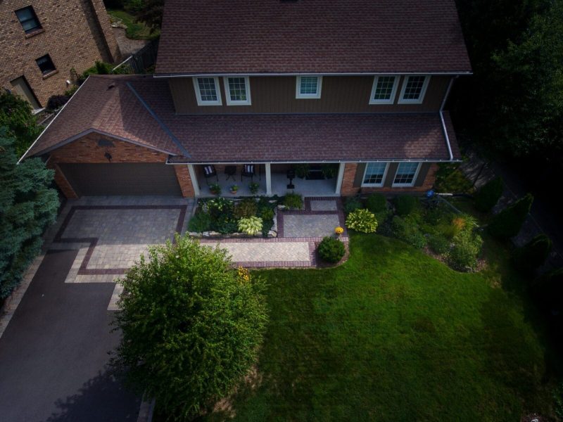 Front yard entrance walkway landscaping project in Ancaster Ontario