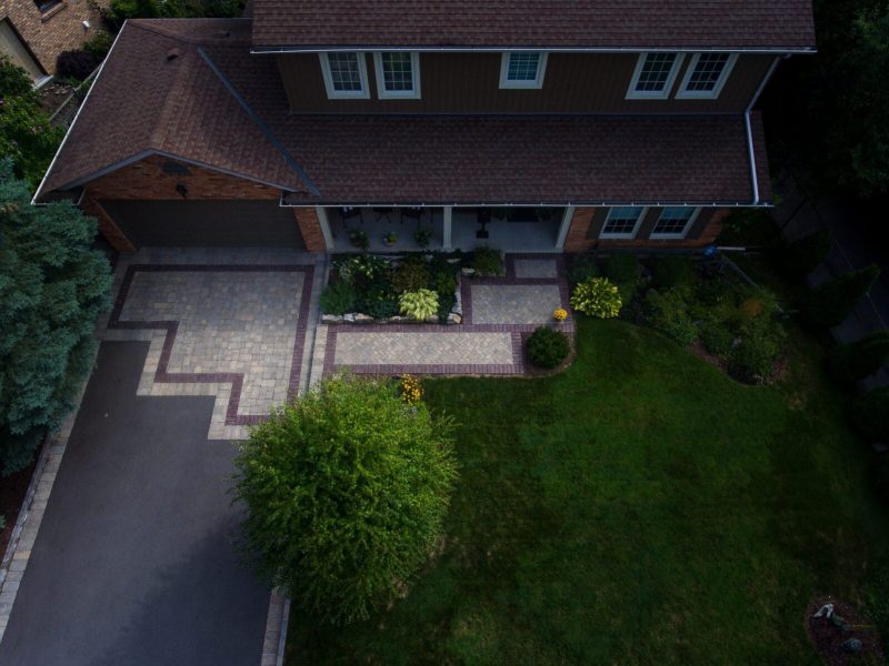 Front yard entrance walkway landscaping project in Ancaster Ontario