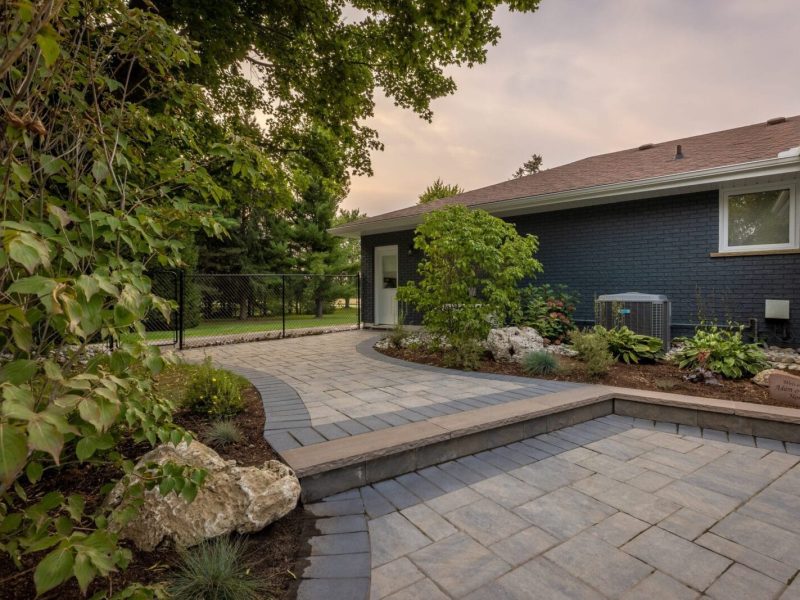 Back yard landscaping project in Brantford Ontario