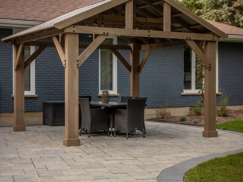 Back yard landscaping project in Brantford Ontario