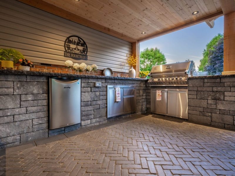 Landscaping Project in Dundas Ontario with a patio and pool