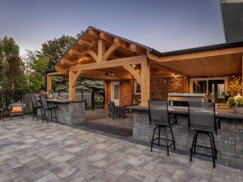 Landscaping Project in Burlington Ontario with a patio and pool